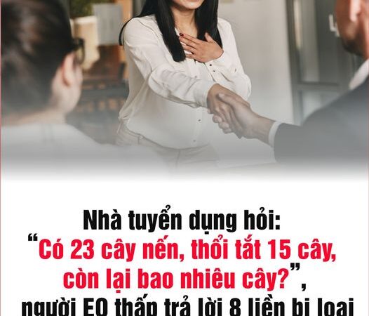 Nhà tuyển dụng hỏi: “Có 23 cây nến, thổi tắt 15 cây, còn lại bao nhiêu cây?”, người EQ thấp trả lời 8 liền bị loại