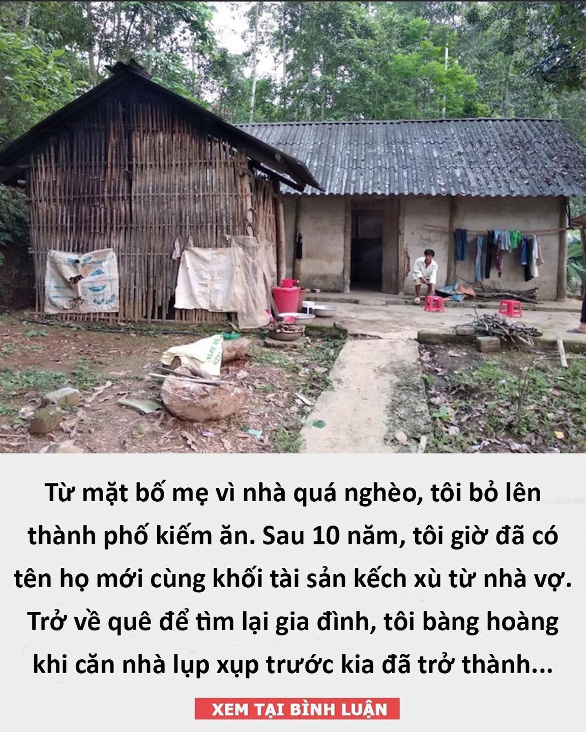 Từ mặt bố mẹ vì nhà quá nghèo, tôi bỏ lên thành phố kiếm ăn. Sau 10 năm, tôi giờ đã có tên họ mới cùng khối tài sản kếch xù từ nhà vợ. Trở về quê để tìm lại gia đình, tôi bàng hoàng khi căn nhà lụp xụp trước kia đã trở thành